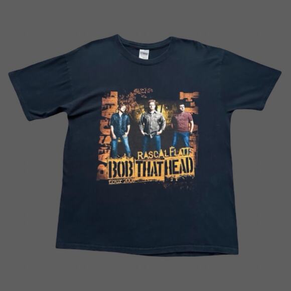 Rascal Flatts Y2K “Bob That Head” '08 Tour Tee SS Black Size L EUC - Picture 1 of 7